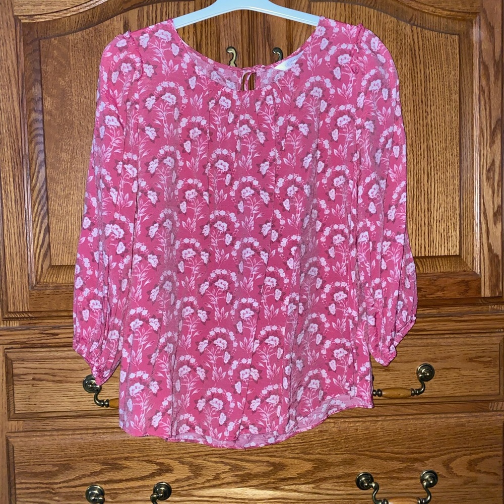 LC Lauren Conrad Pink Floral Blouse